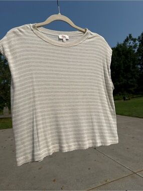 Ara Cream Striped Ribbed Crop Tank